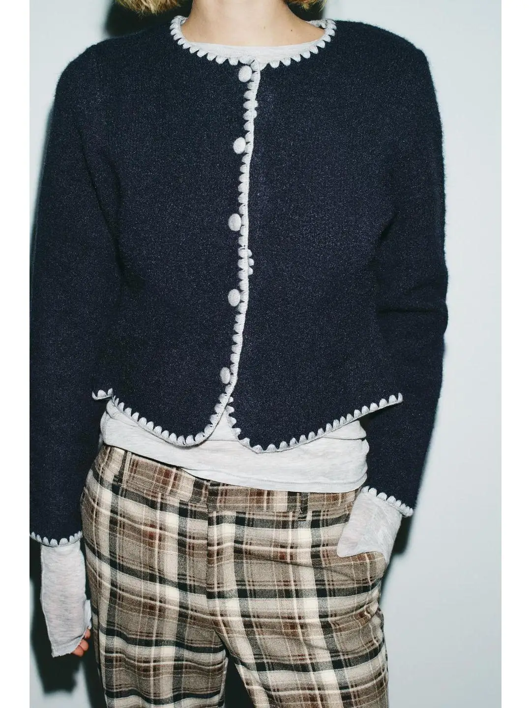 

Повседневный вязаный круглый Ne Jaet с вышивкой цветной блузкой, простой модный женский длинный кардиган све, осень-зима...