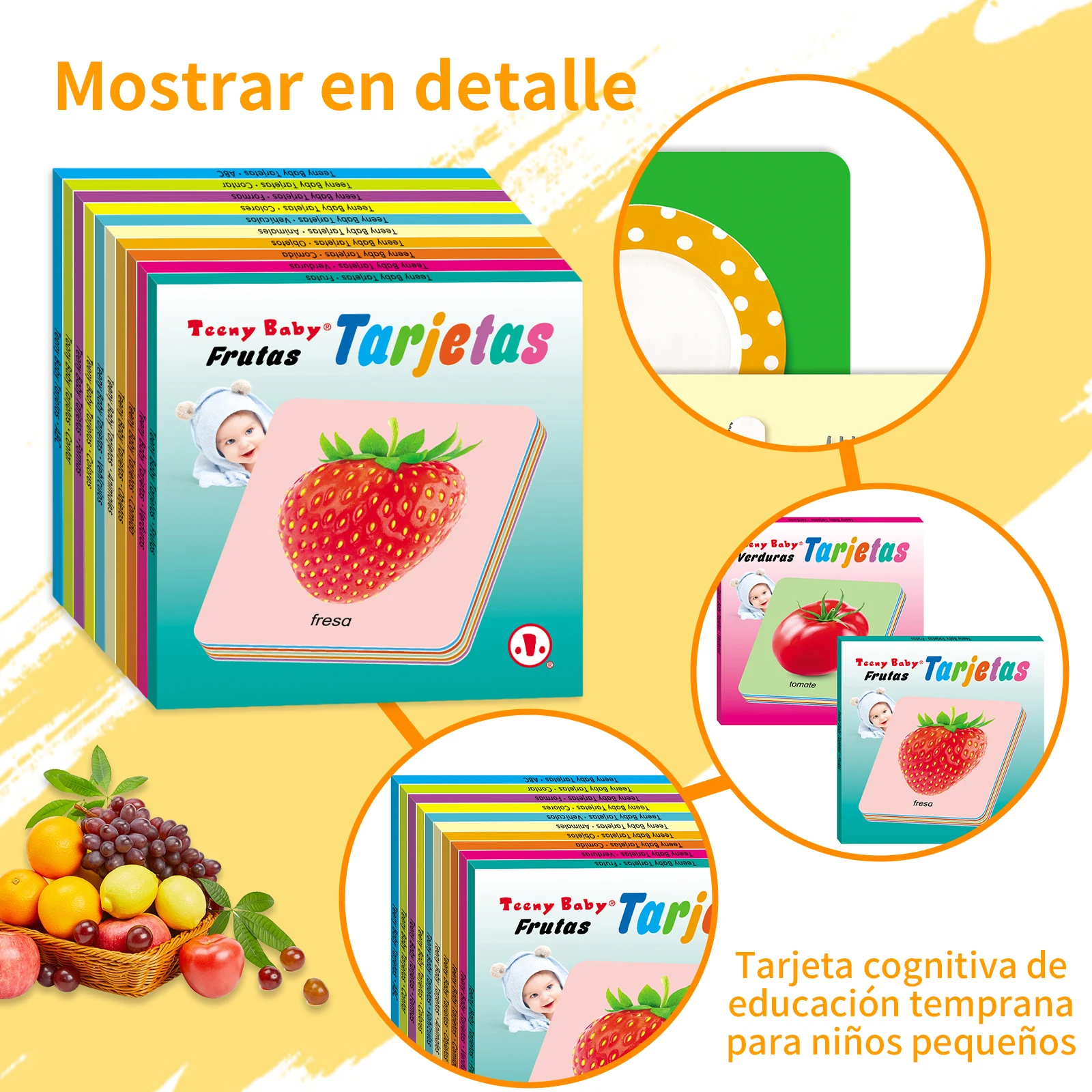 Spanish Learning Flashcards for Babies 10-Box Set 6 Sheets per Box Educational Toy
