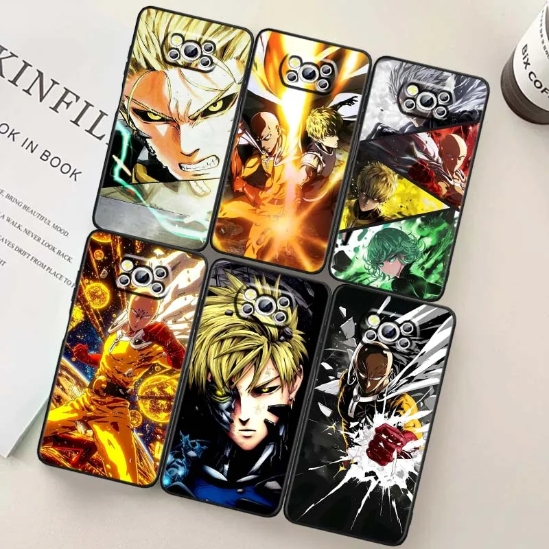 

One Anime Punch Man S-Saitama For Xiaomi Mi Poco F3 F4 F5 F6 X3 X4 X5 X6 X7 M3 M4 M5s M5 M6 GT Pro 5G Black Cover Phone Case