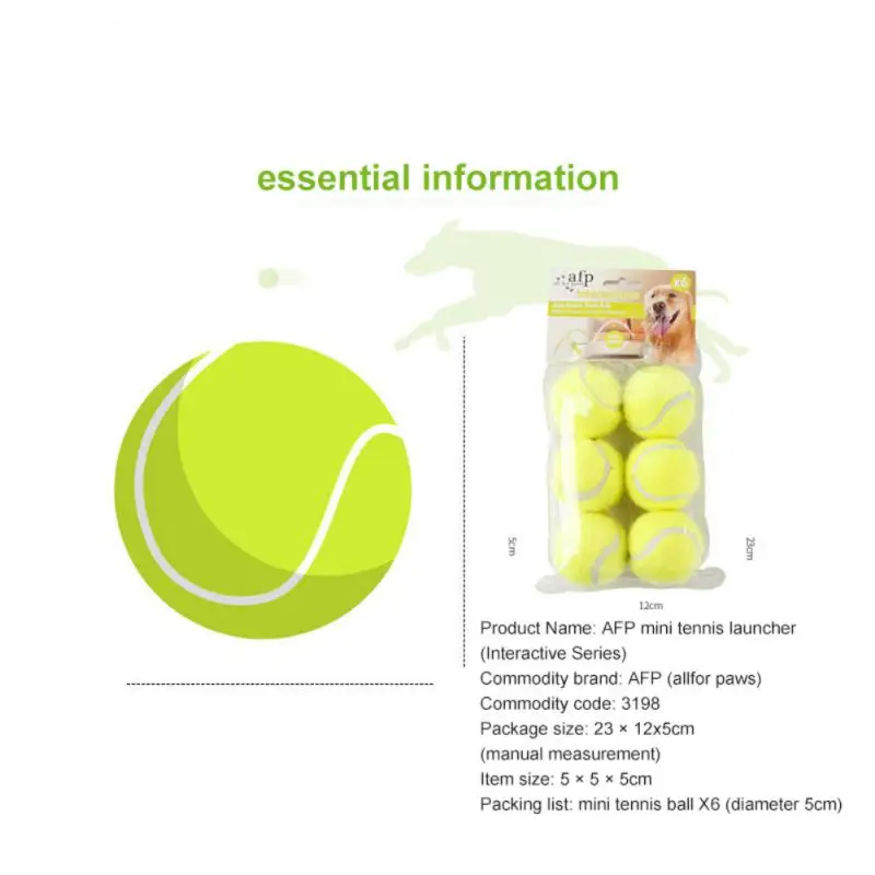 5cm Pet Tennis Ball, Kids' Toy Ball, Rubber Dog Chew Toy, Low-Bounce Tennis Ball for Dogs