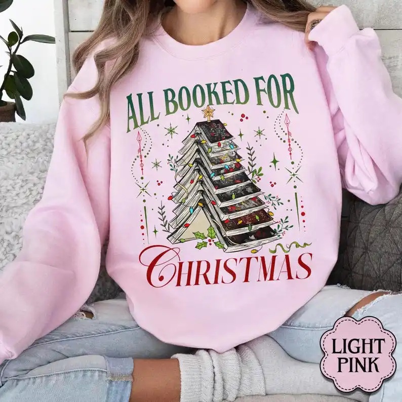 New in Hoodies & Sweatshirts Blood and Ash Christmas Sweatshirt All Booked for Christmas Books Funny Printed Shirt Sweatshirts