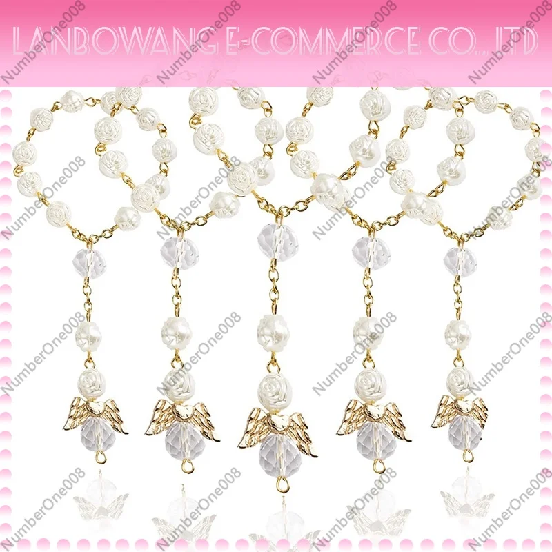 90 PCS Baptism Rosary Acrylic Rosary Beads Mini Rosaries Angel For The First Communion Baptism Party Favors