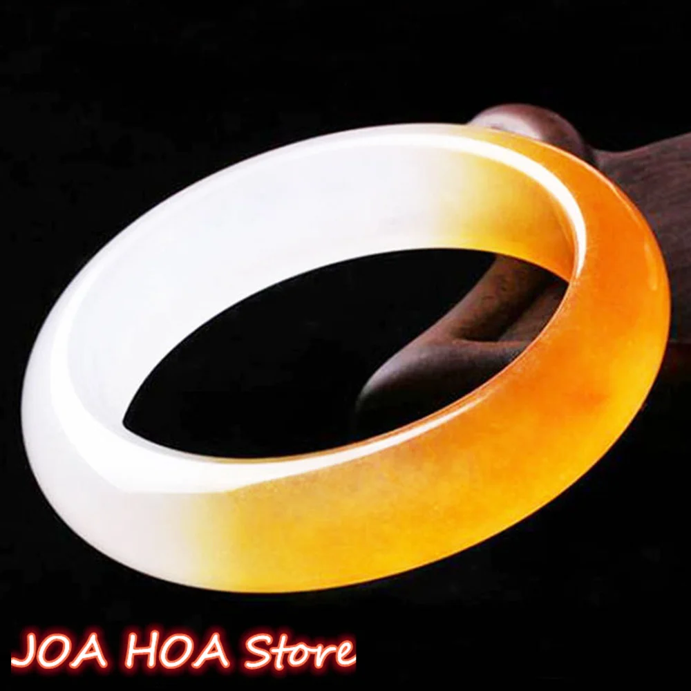 

High Quality Jadeite Bangle Women's Floating Translucent Yellow Jade Handring Ice Bracelet Explosive Jewelry