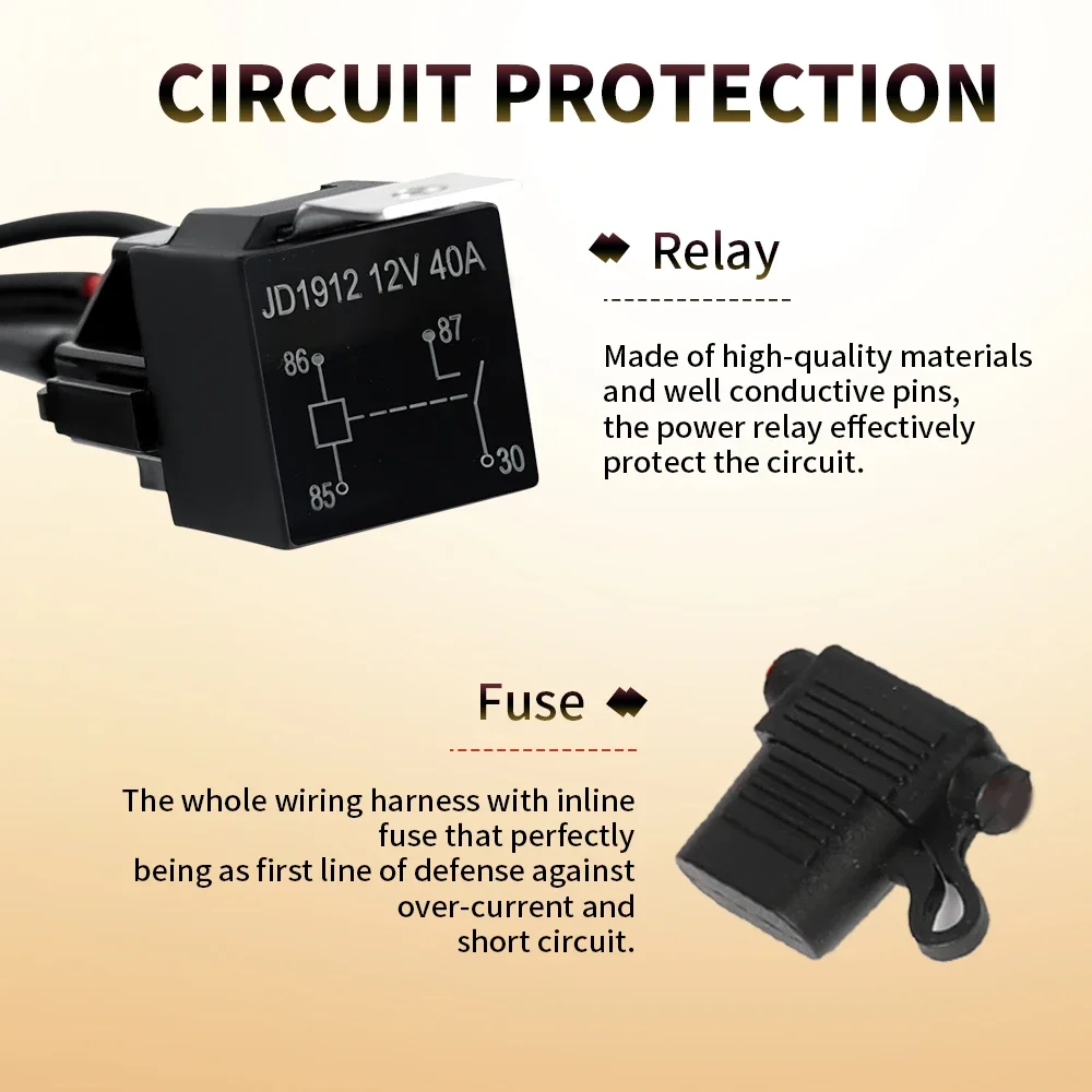 HAOLIDE Wiring Harness Kit One Lead Control 4 Light with Power Rocker Switch for Led Work Light Bar Fuse On-off off-road use