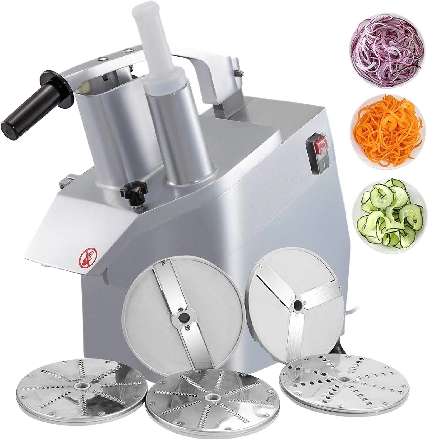 

110V Commercial Food Processor 2 Feeding Holes, 550W Electric Vegetable Slicer 1600 RPM, Stainless Steel Vegetable Processor