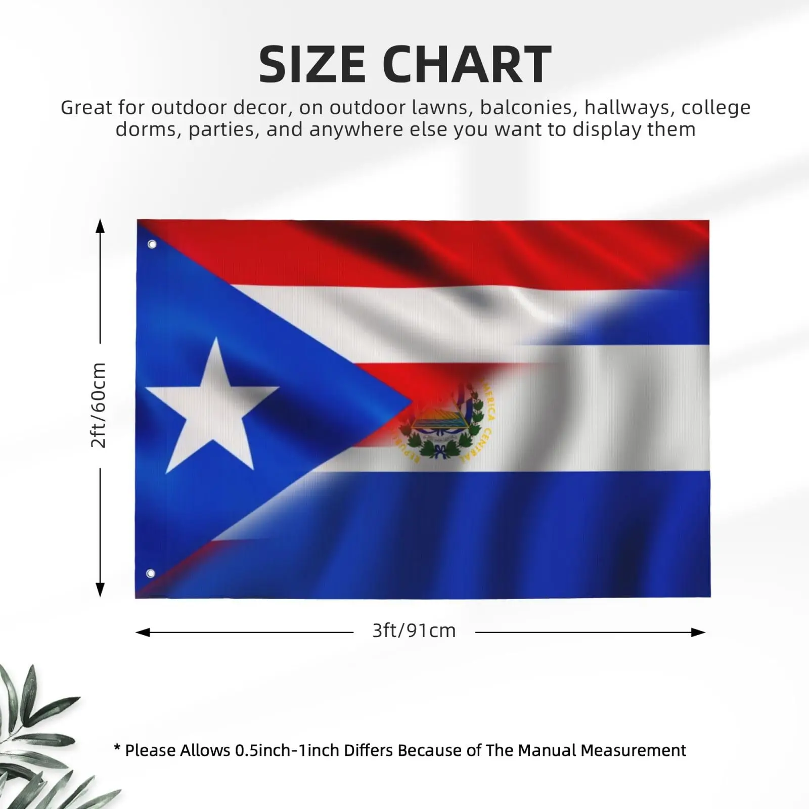 Flagnshow 100% Polyester Puerto Rico and El Salvador Flag