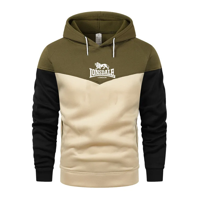 Popular Spring Autumn Men's Splicing Hoodies Fleece Warm Sweatshirts Casual Male Street Style Pullover Sport Tops