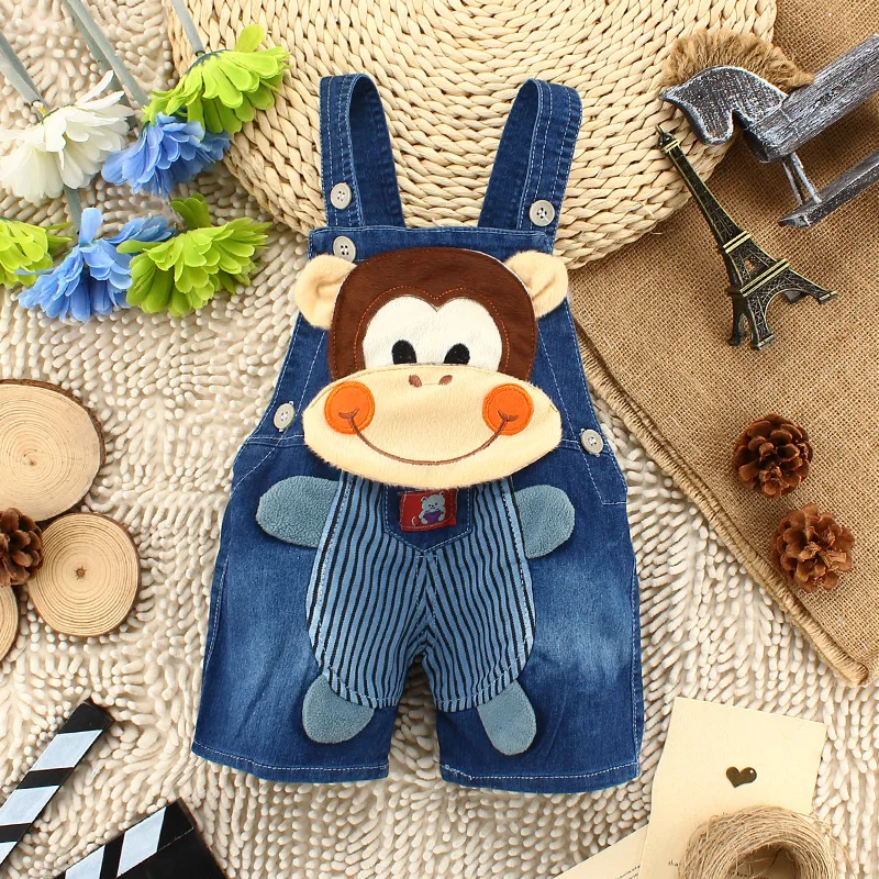 IENENS Kids Baby Boys Denim Shorts Children Cartoon Overalls Toddler Infant Casual Wears Fashion Dungarees for 1 2 3 Years