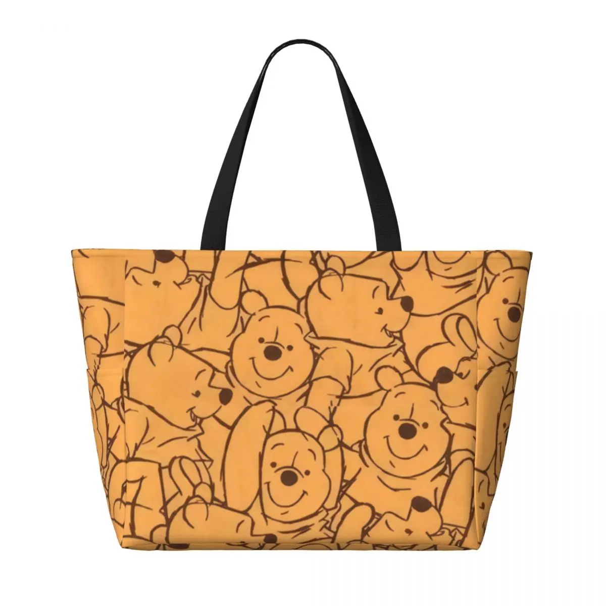 Custom Winnie The Pooh Beach Tote Bag Women Cartoon Bear Large Compartment Beach Gym Travel Bags