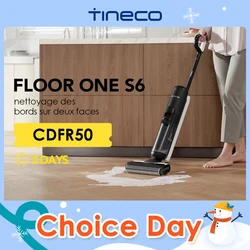 Tineco Floor One S6 Aspirador de pó seco e molhado sem fio Esfregão multifuncional para pisos duros LED Limpeza de borda dupla face