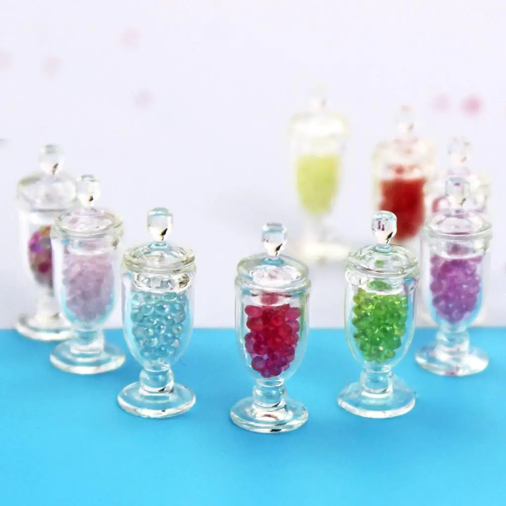 Miniaturowe słoiczki na żywność, plastikowe pojemniki na słodycze do domku dla lalek, akcesoria do mini kuchni, realistyczny mini zestaw zabawek