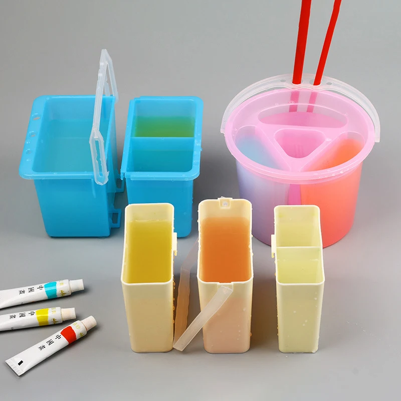 3in1 4in1 Watercolor Painting Brush Washing Bucket Plastic Buckets Wash Pen  For Drawing Art Supplies
