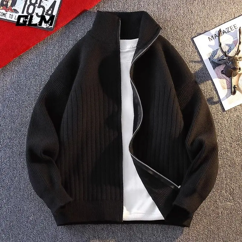

Осенне-зимний кардиган в ленивом стиле, трендовая куртка с воротником-стойкой, свободная молния, весенне-осенний пуловер, свитер, мужское пальто