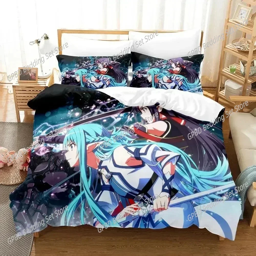 Anime Asada Shino Sword Art Online Comfortable Duvet Quilt Cover Pillowcase Bedding Set Children Bedroom Decoration Home Textile