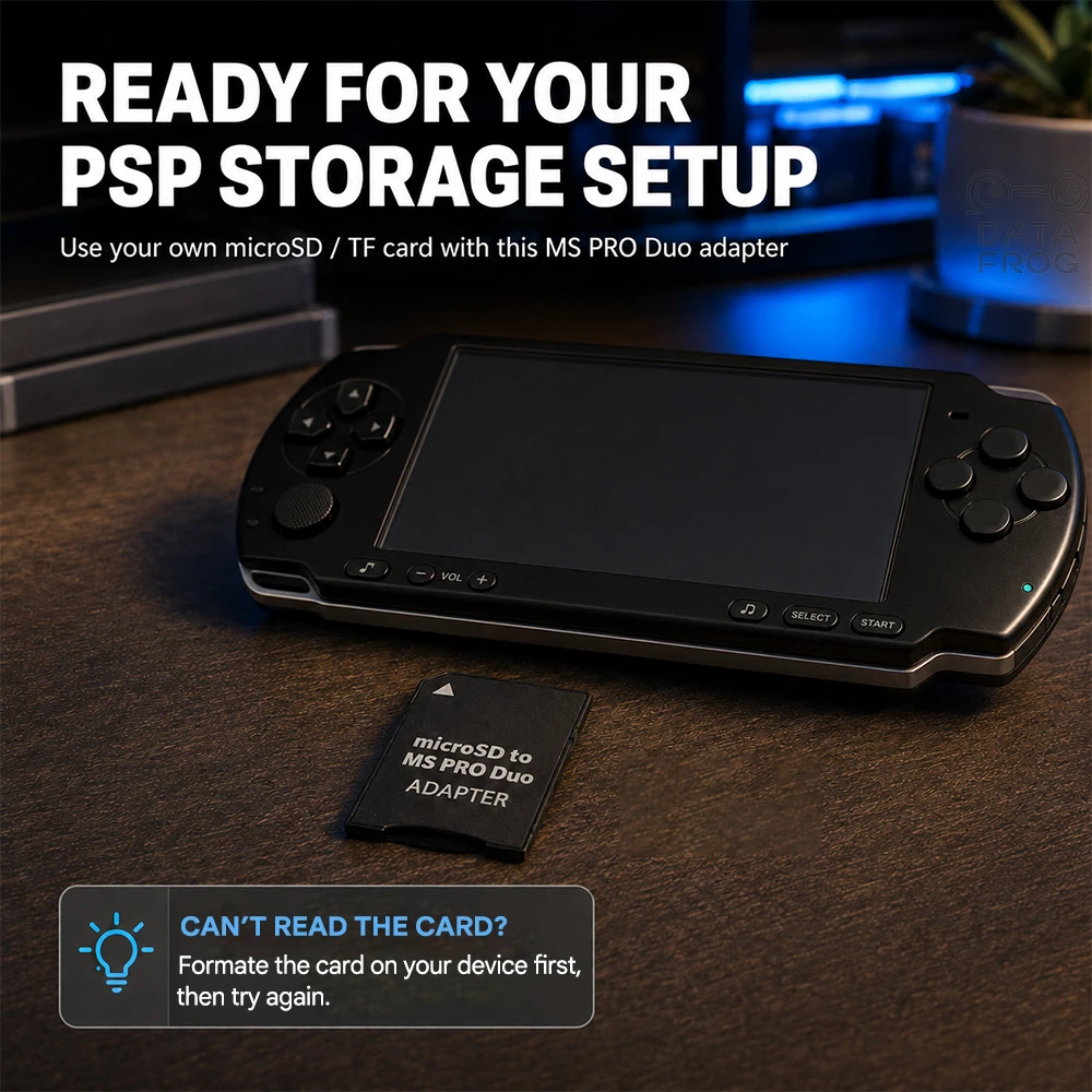 DATA FROG MS Pro Duo Memory Stick Adapter Micro SD TF Card Reader Converter for PSP 1000 2000 3000 view 6