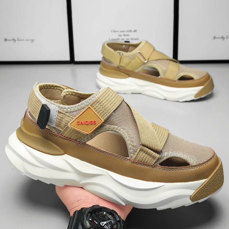 Men's Sandals Summer Outdoor Anti-Slip Men's Platform Sandals Slippers 2025 New Sports Hollow Hole Beach Shoes