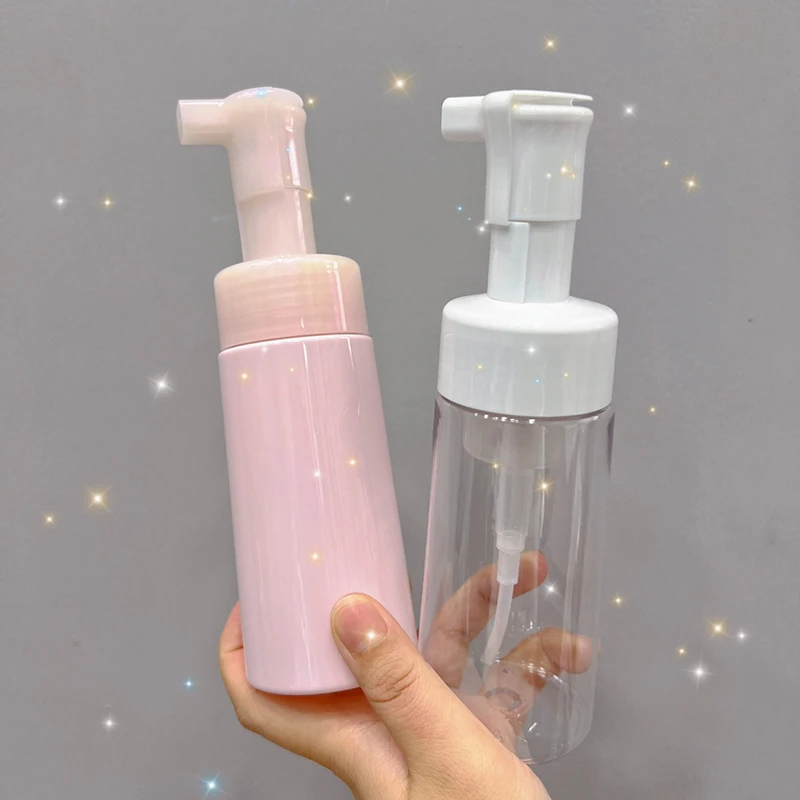 100/150/200ml Foaming Bottle Portable Cleanser Mousse Empty Refillable Bottles With Dust Cover PET Tapered Soap Pump Bottles