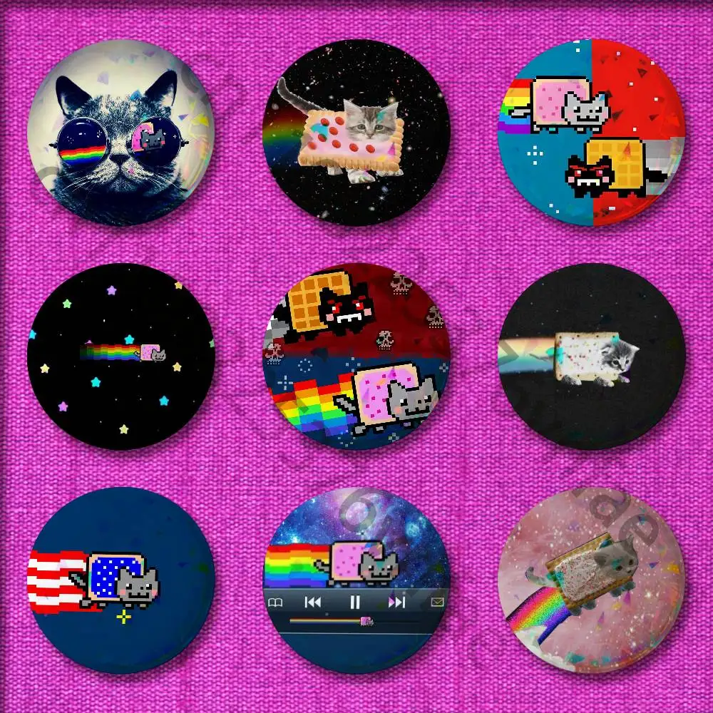 

Rainbow N-Nyan Cat Badge For 32mm 25mm 44mm 75mm 58mm Round Pin Brooch Insignia Cover Decoration