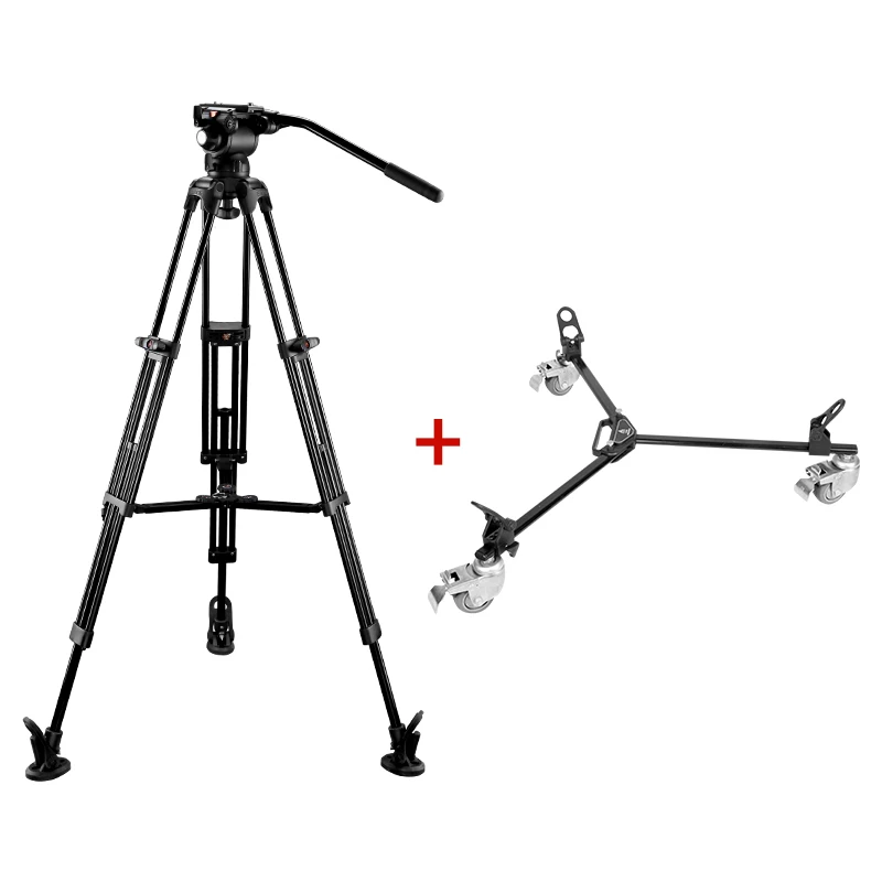 E-IMAGE EG03A2DK Broadcast Camera Wheel Tripod Stand With Trolley Dolly Set