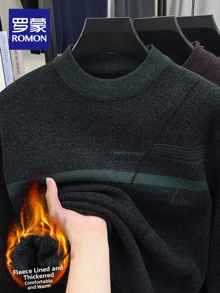 

Rn Men's Knitted Long Sve Fce Lined Thiened f High Collar Warm Base Layer Sweater Winter Casual Busin Casual...