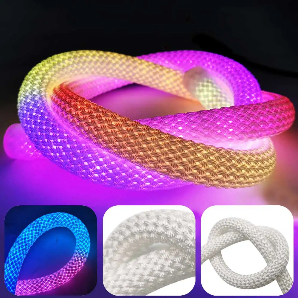 360 Degree Round Reticulate Neon LED Strip USB DC5V Strip Light Nylon Flexible Dream Colorful Rope Light For Bedroom Living