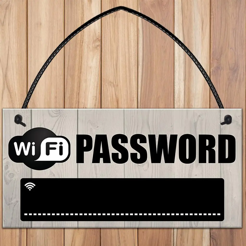 Wooden Sign Wlan Paaswort Wooden Sign The Wi-Fi Password Tin Sign Hanging Sign with Cord 20 x 10 x 0.5 cm