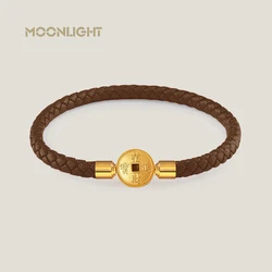 Vintage Gold Color Coins Bracelet for Women Genuine Braided Leather Bracelet 9 Colors Fashion Accessories Female Jewelry Gifts