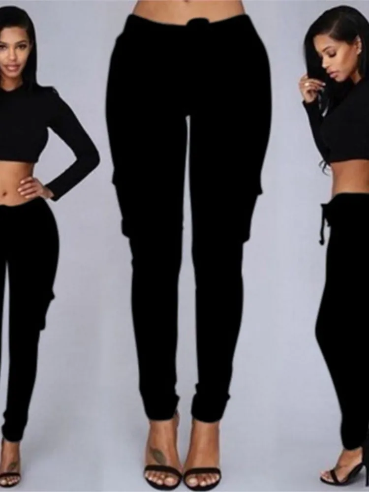 

Women's Multi-pocket Drawstring Tie Slim Trousers Spring Summer Street Hipster Comfortable Casual Mid-waist Small-foot Trousers