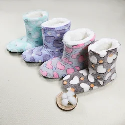 Womens Slippers Winter Home Warm Padded Thickened Colorful Love Mid-calf Non Slip Ladies Floor Shoes Floor Socks