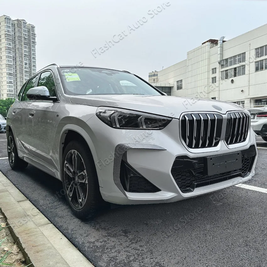 Front Bumper Lip Splitter Side Air Vent Intake Fog Lamp Frame Spoiler For BMW X1 U11 M Sport 2023+ Kit Tuning Carbon Fiber Look