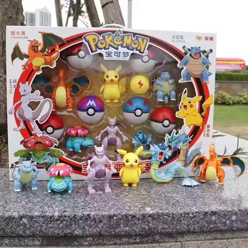 Anime Pokemon Transformer Poke Ball Pikachu Charizard Blastoise Mewtwo Venusaur Gyarados Kreative Puppe Hobby Spielzeug Mode Dekor
