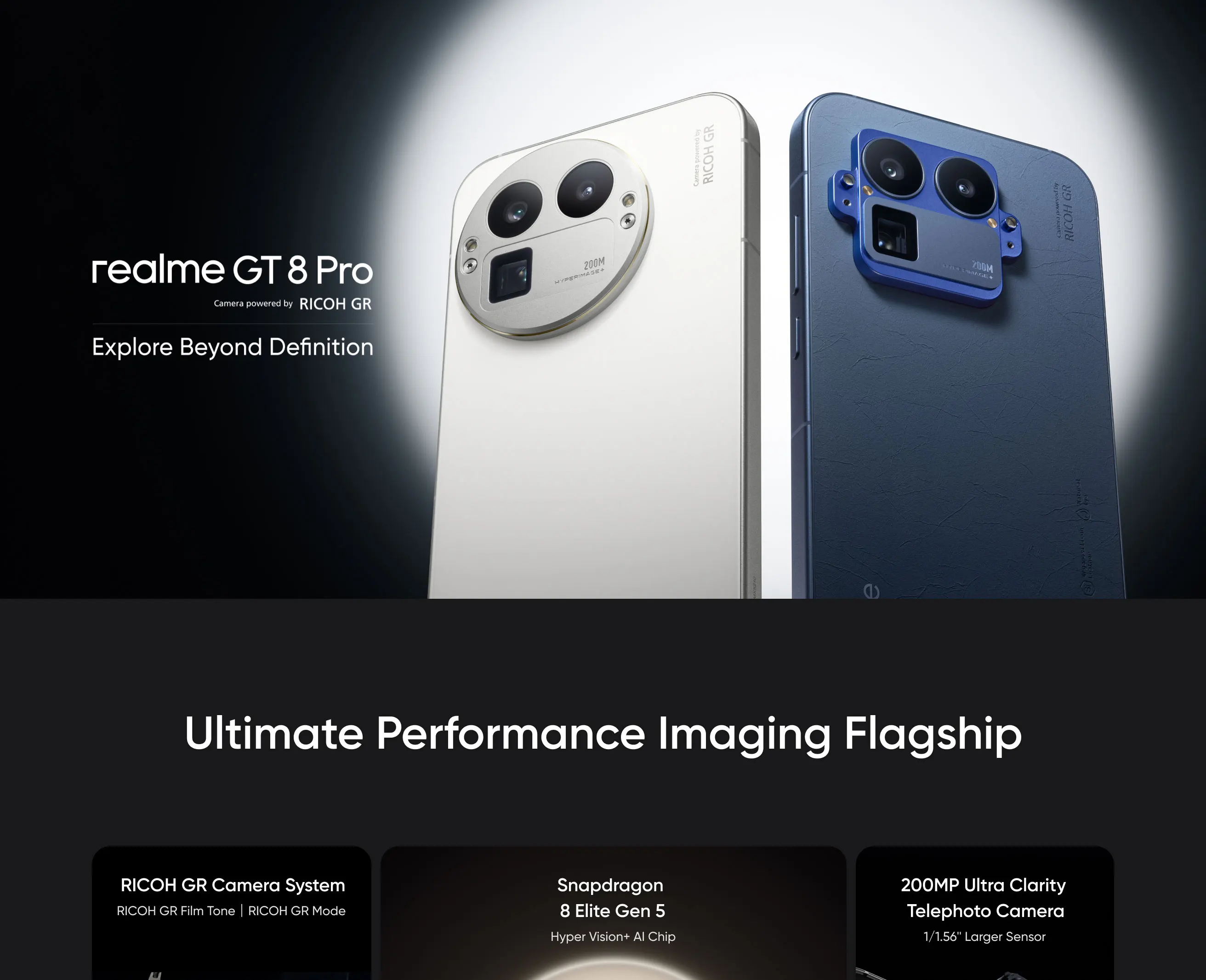 realme GT 8 Pro Smartphone Snapdragon 8 Elite Gen 5 Chipset 6.79" 2K 7000nit Display 200MP Telephoto 50W Wireless Charge 7000mAh