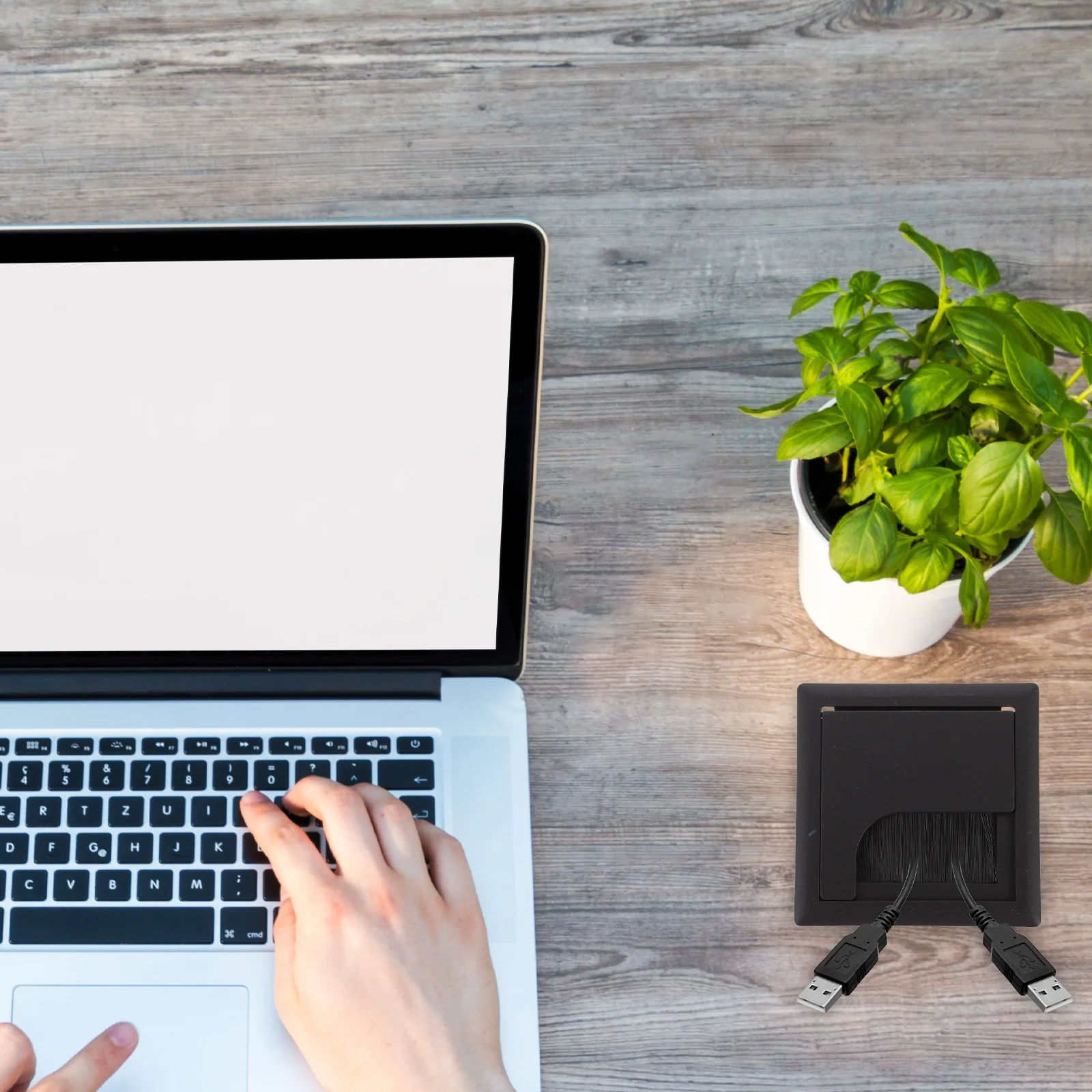 Cubiertas de agujeros para cables de escritorio, organizador de cables a prueba de polvo con diseño de cepillo duradero ABS para decoración del hogar, mesa de ordenador de oficina, 4 Uds.