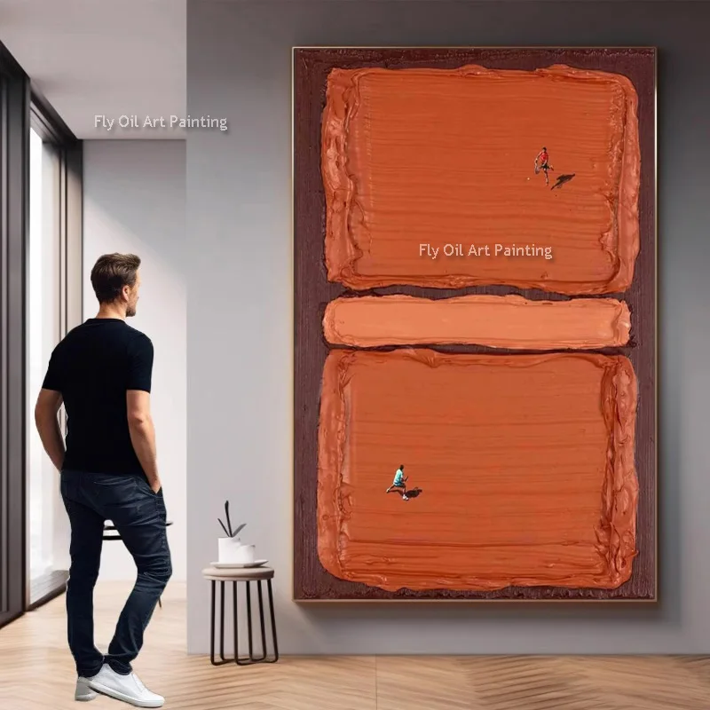 الضوء الأخضر الأبيض مجردة قماش جدار الفن البسيط الفني مرسومة باليد جديد برتقالي براون النفط اللوحة لغرفة المعيشة ديكور #5