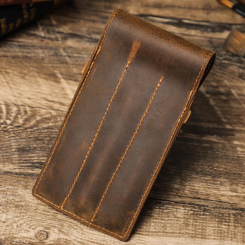 

Manual Pencil Case Box Student Fancy Crazy Horse Fountain Protective Pouch