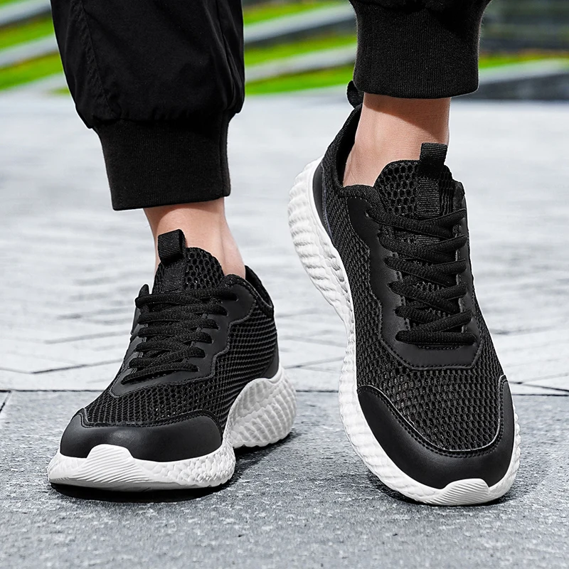 Black All-match Men Running Shoes Super Light Comfortable Tenis Masculino Quality Wear-resisting Male Sneakers Summer Breathable