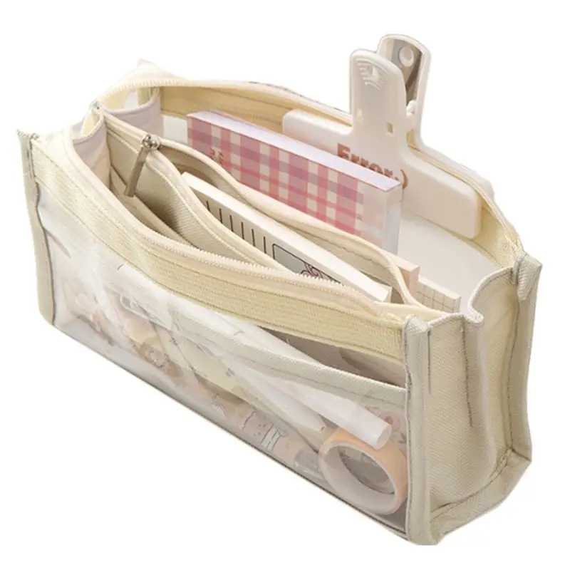 

A14E-6-Layer Large-Capacity Pencil Bag Transparent Pencil Case Stationery Pencil Case High-Value Simple Japanese Stationery Bag