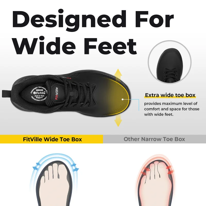 FitVille Extra Wide Men'S Golf Shoes Waterproof, Professional No-Slip Spiked Sport Shoe With Arch Support For Wide Feet