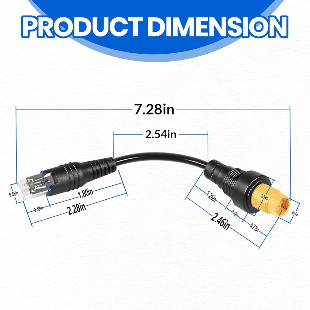 000-11246-001 5-Pin to RJ45 Ethernet Adapter Cable RJ45 to 5-Pin Transducer Adapter Cable for Sionnector to Yellow Round5-Pin Fe