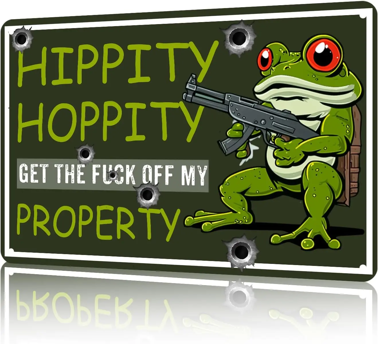 Frog Metal Sign Hippity Hoppity Get Off My Property Frog No Tresspassing Retro Tin Sign For Home Coffee Wall Decor 8x12 inch