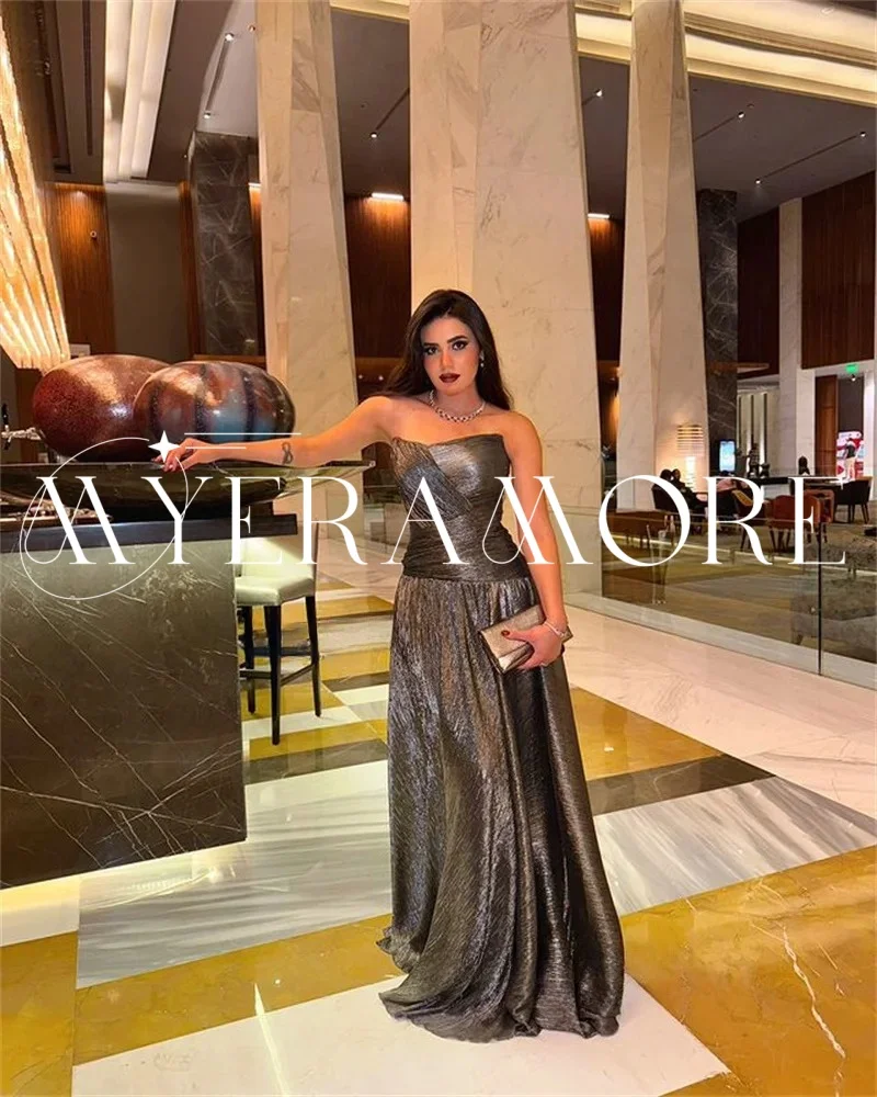 Vestidos de noche sin tirantes de lentejuelas modernos 2025, plisados de lujo, una línea, vestidos formales para ocasiones de graduación, vestidos personalizados