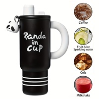 40oz Insulated Tumbler With Handle And Lid Straws, Stainless Steel Travel Coffee Cup Holder Friendly, Outdoors Water Bottle