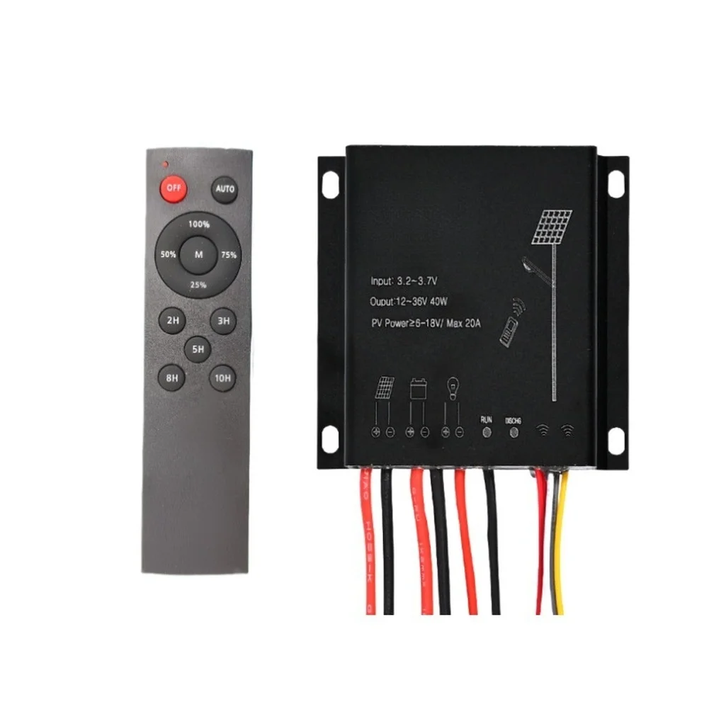 For Solar MPPT Controller 6V-18V Input 24V 40W Output With Remote Timer For Street Light Panel ABS Black Power Supply