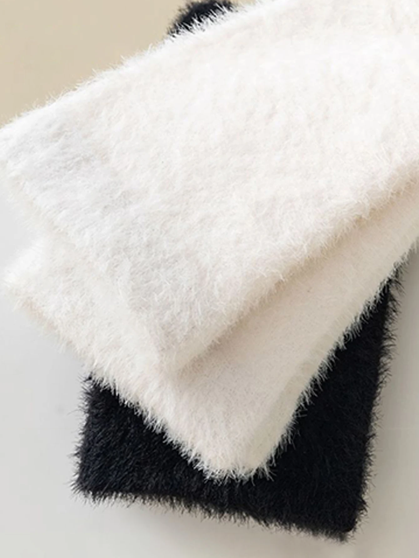 5/10/15 زوجًا من الجوارب النسائية ذات اللون العادي من فرو المنك السميكة والدافئة لمنتصف الساق #3