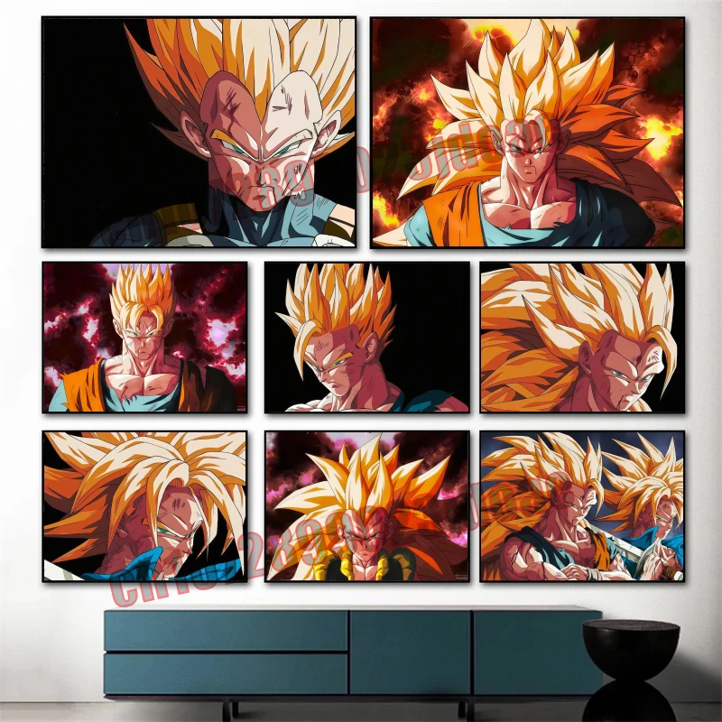 

Dragon Ball Retro Nostalgic Style Full Series Anime Canvas Painting Frameless Hanging Painting Children's Room Gift Decoration