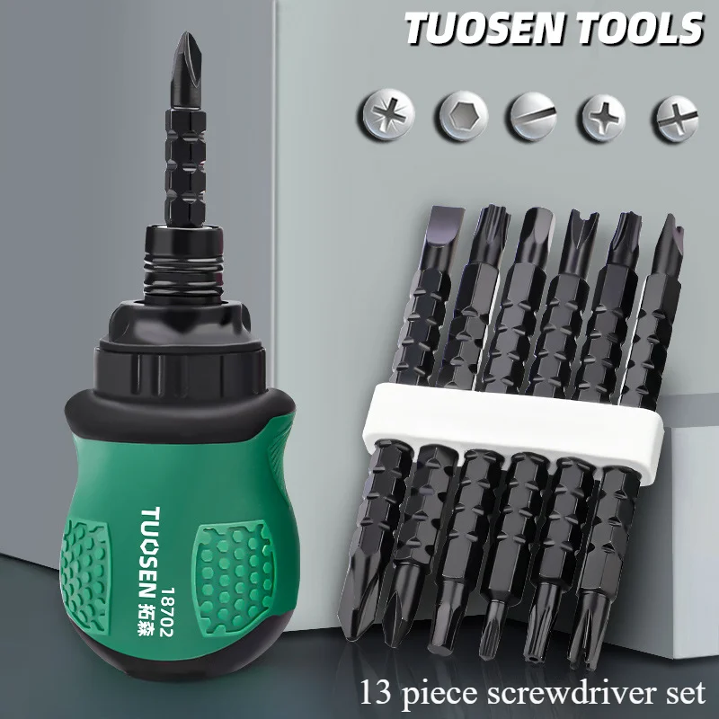 Home mini manual Phillips screwdriver with bi-directional blade heads, multifunctional and extendable shaped screwdriver