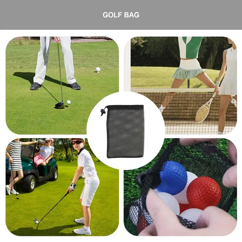 Bolsa de almacenamiento de pelotas de Golf, bolsa de malla de nailon multiusos, bolsa de ahorro de espacio para pelotas de tenis, bolsa de red negra