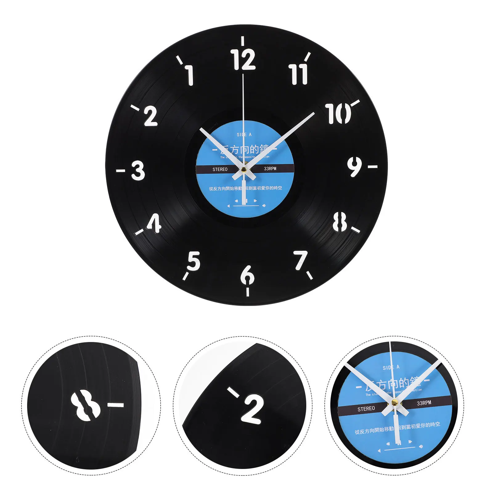 

Reverse-Turning Wall Clock Vinyl Records Shaped Stylish Wall Hanging Clock Silent Mute Home Decoration Housewarming Gift