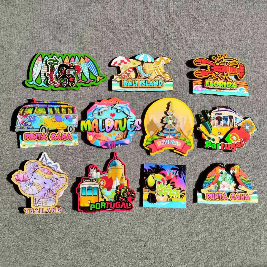 3DWooden Refrigerator Magnet Travel Souvenir Dominican Republic  Maldives USA Portugal Thailand Russia Magnetic Fridge Sticker