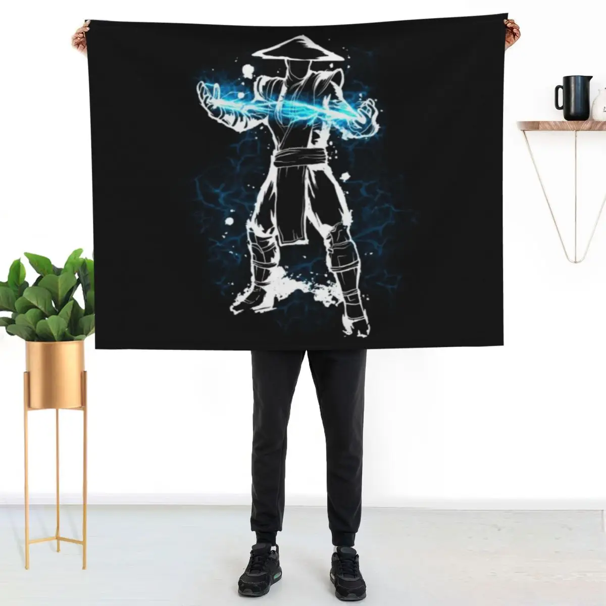 Raiden Fatality Mortal Kombat T-ShirtRaiden Mortal Kombat Throw Blanket Giant Sofa Soft Vintage Soft Big Picnic Retros Blankets